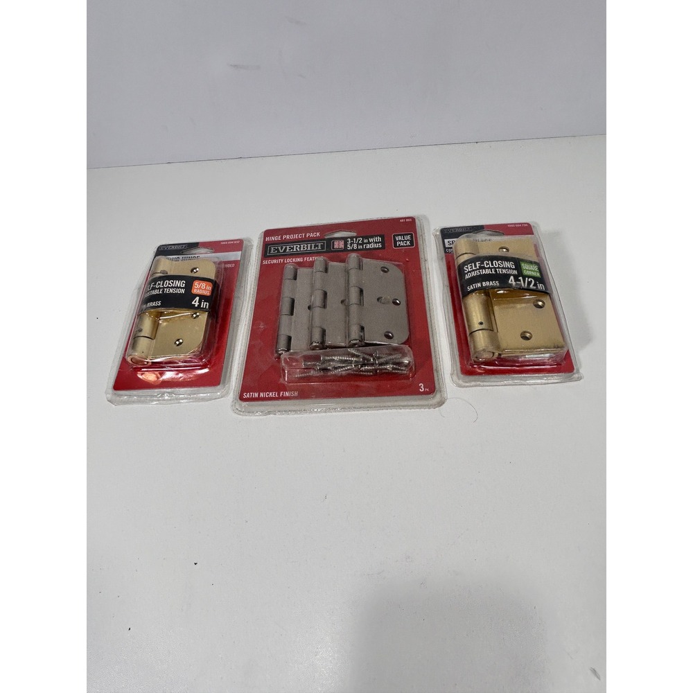 Everbilt Spring & Security Hinge Lot Satin Brass 4in 4.5in Satin Nickel 3.5in